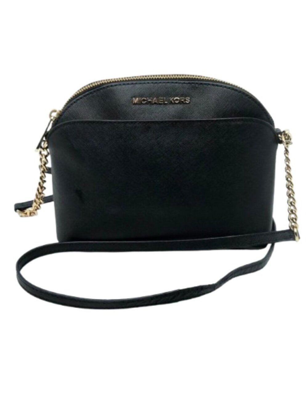 MICHAEL KORS~Jet Set Emmy~BLACK SAFFIANO LEATHER SMALL DOME CROSSBODY BAG